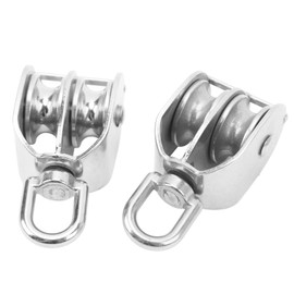 2PCS Double Pulley Block M32 Roller Wheel Stainless Steel 360 Degree Rotation Pulley for Cable Lifting，Large Load Capacity Quiet Pulle Pulley Blocks Snatch Rigging Blocks Exercise