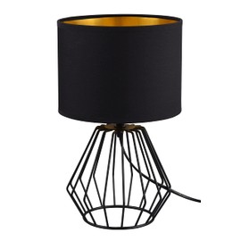 Reality Leuchten RL LIVE YOUR LIGHT Chuck R50931002 Table Lamp Metal Black Matt Fabric Shade Black Exclusive 1x E14