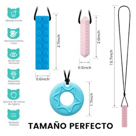 Mordedor para Bebés, 8 Piezas Mordedor de Silicona Sin BPA, Collares Masticables para Niños Sensoriales, Juguete Sensorial para Bebés y Niños Pequeños