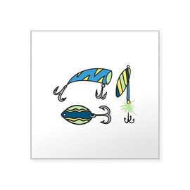 CafePress Fish Hooks Sticker Square Bumper Sticker Car Decal