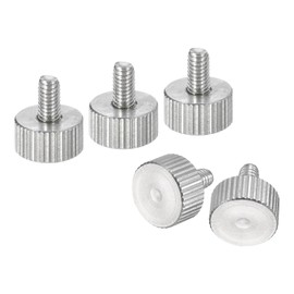 sourcing map M4x8mm Knurled Thumb Screws, 5pcs 304 Stainless Steel Flat Knurled Head Fully Threaded Thumb Screws Bolts Grip Knobs Fasteners