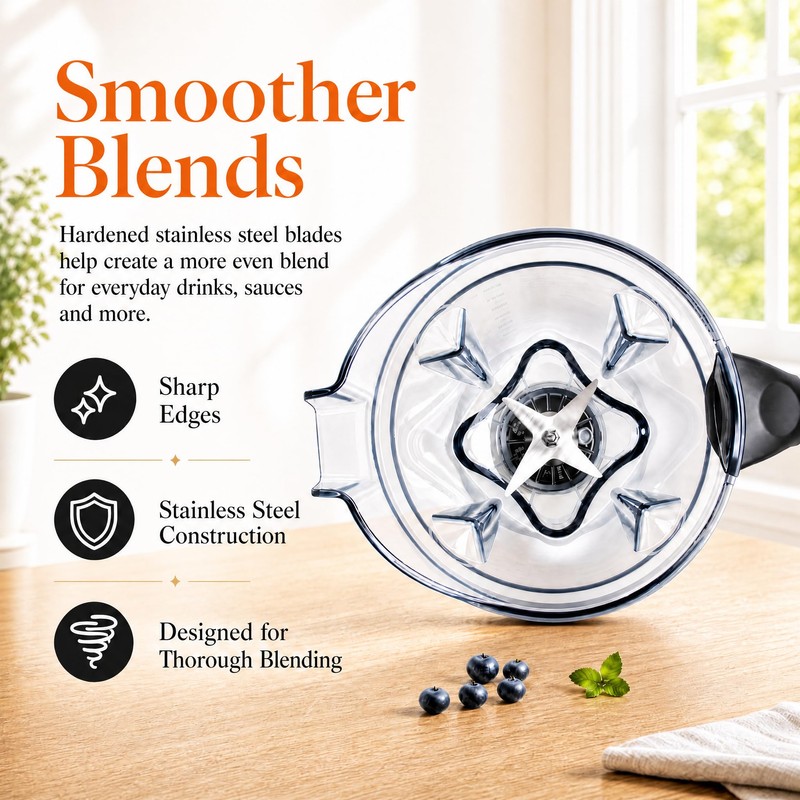 Blender Pitcher 64oz Low-Profile, Compatible with Vitamix 5000, 5200, 6300,