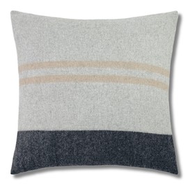 Jet&Bo 100% Cashmere Throw Pillow Cover - Ultra Soft Woven Accent Cushion for Couch, Sofa & Bed - 20” x 20”, Gray, Black, Beige Stripe Pattern - Insert Not Included