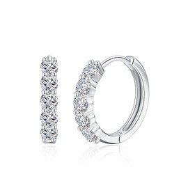 IMOLOVE Huggie earrings for women Ear Cuff Moissanite Stud Earrings Hypoallergenic Earrings for Women Sterling Silver Earrings for Women with 18K White Gold Plated-25