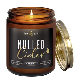 Mulled Cider Candle, Fall Candles I Apple Cider Candle w/Cinnamon & Nutmeg - Infused w/Essential Oils I Mulled Cider Fall Scented Candle (Soy) for Home I 9oz Reusable Jar I 50Hr Burn I Made in USA