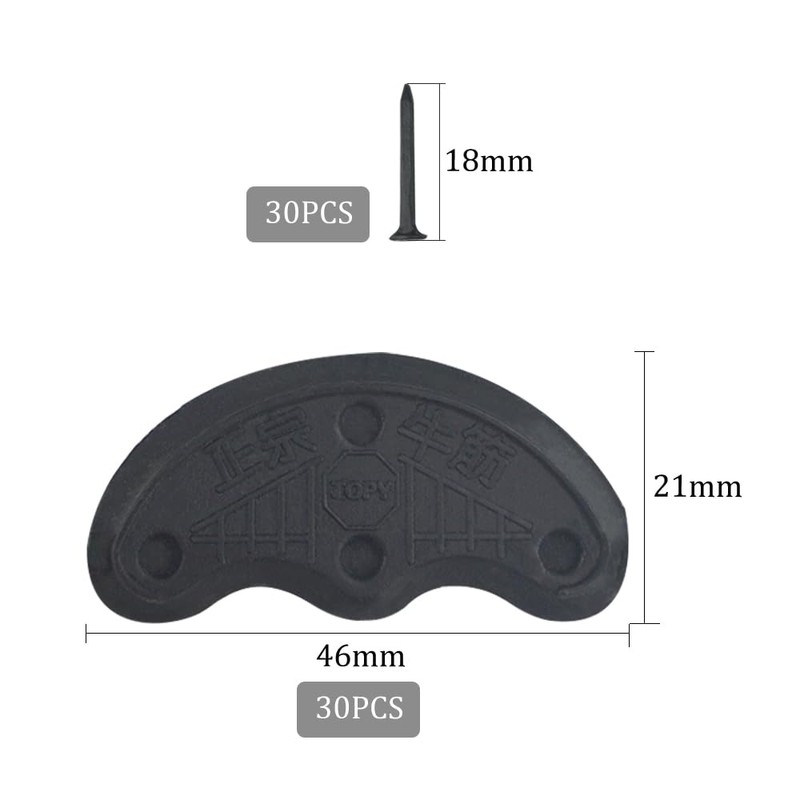 TOVOT 30PCS Heel Plates Black Heel Taps Rubber Tips Sole