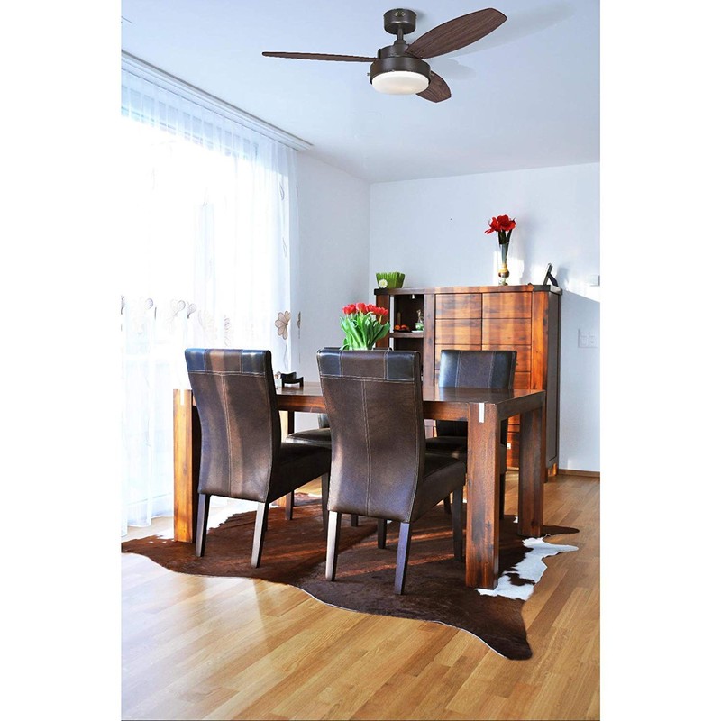 Alloy Two-Light 42" Reversible Three-Blade Indoor Ceiling Fan, Oil Rubbed