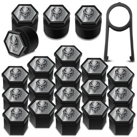 Biomar Labs Wheel Bolts Wheel Nuts Rim Lock Nuts Caps Wheel Nut Covers Wheel Bolt Caps Wheel Nut Caps Plastic Covers Universal Black Silver Skull 19 mm LB 18