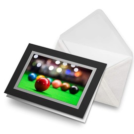 Greeting Cards Black (Insert) - Pool Table Game Snooker Blank Greetings Card Birthday Kids Party Boys Girls #16480