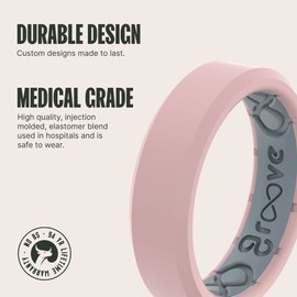 Groove Life Edge Thin Rose Silicone Ring - Breathable Rubber Wedding Rings for Women, Lifetime Coverage, Unique Design, Comfort Fit Ring - Size 5
