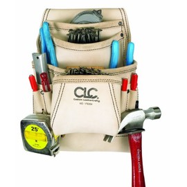 CLC Custom Leathercraft 179354 Carpenter's Nail and Tool Bag Reversed Top Grain, 10 Pocket