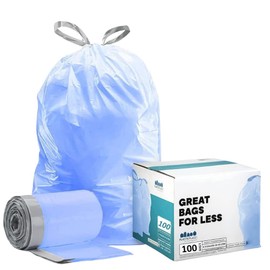 Plasticplace Custom Fit Trash Bags Simplehuman (x) Code H Compatible, Tinted Blue Drawstring Garbage, Liners 8-9 Gallon, 30-35 Liter, 18.5" x 28", 100 Count