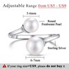 LUCKMORA Pearl Ring for Women Sterling Silver Rings 925 Adjustable