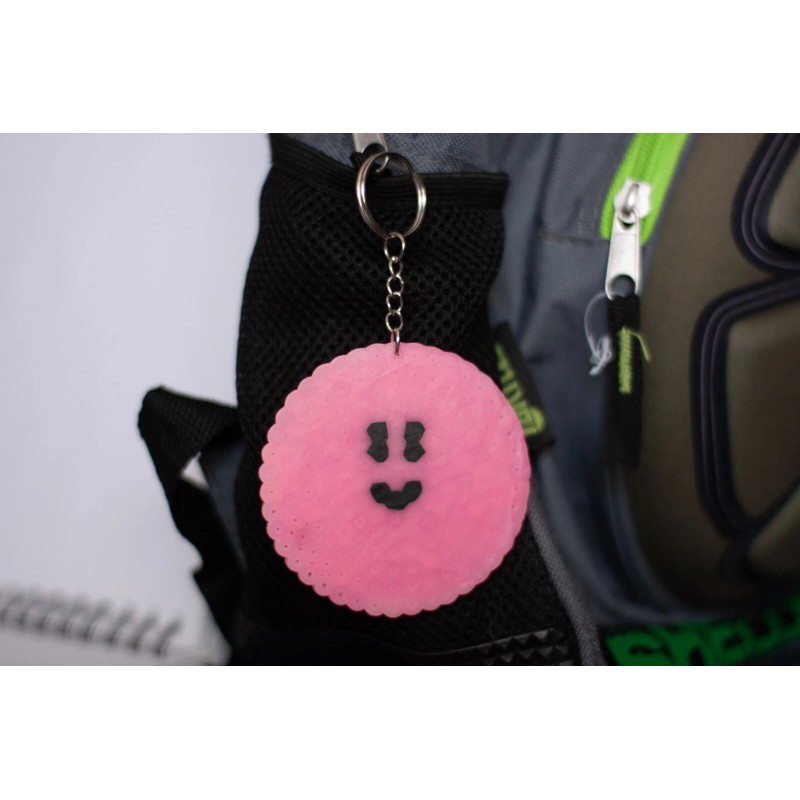Handmade Perler Bead Keychains Kirby Franchise Pink Glow-in-the-Da