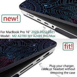 DONGKE for M4 MacBook Pro 16 Inch Case 2024 2023 2021 A3403 A3186 M3 A2991 M2 A2780 M1 A2485 Pro/Max Chip, Plastic Hard Shell Case & Keyboard Cover for Mac Pro 16 with Touch ID, Colorful Mandala