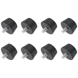 sourcing map 8Pcs Rubber Vibration Isolators Mounts Rubber Shock Absorber Mounts, 1.5" x 0.79" Conical Studs with M8 x 15mm Threaded, Silent Block for Air Compressors, Motor, Engines, Black