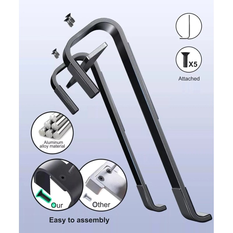 Soqool Laptop Stand for Desk, Ergonomic Detachable Riser, D-Black OPEN