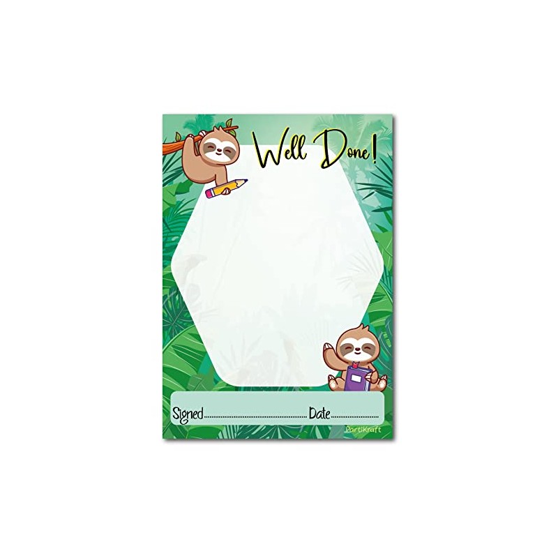 Sloth Well Done Note Home - Teachers Reward Certificate Notepad