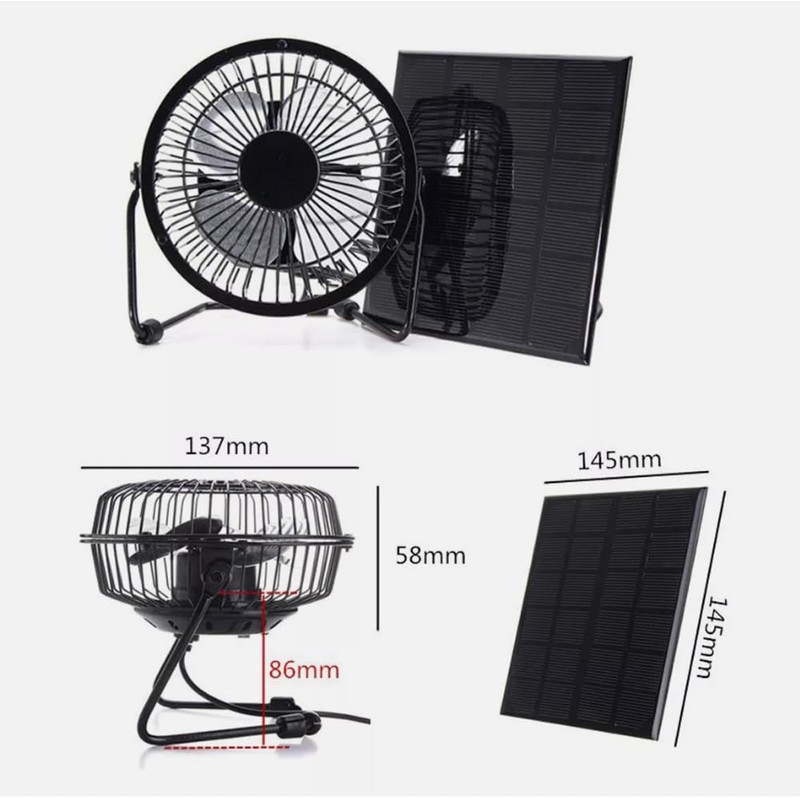 ZONADAH 3.5W 6V Solar Panel & USB Fan, Portable Solar