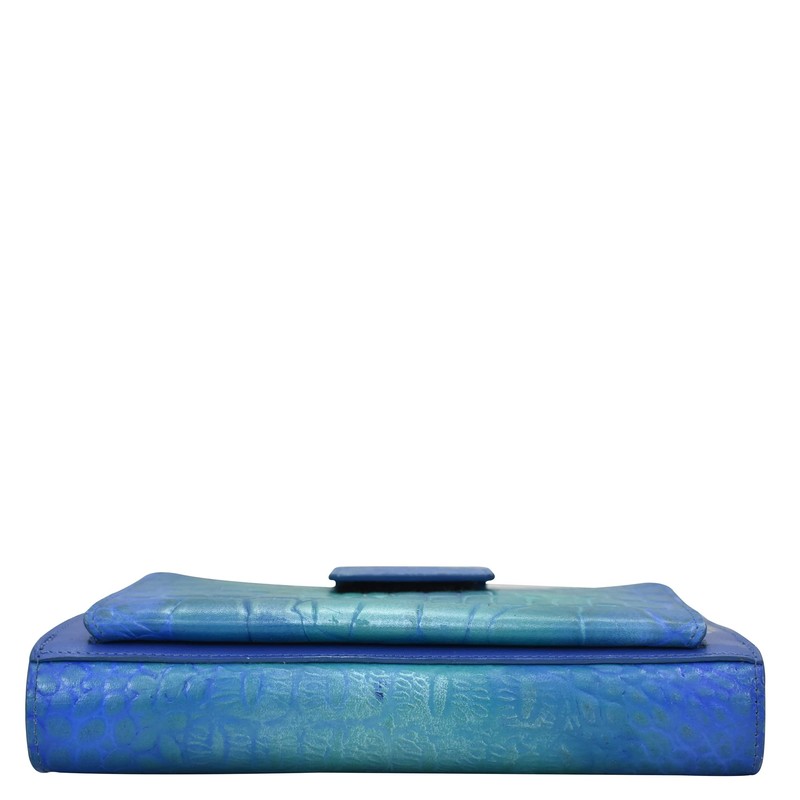 Anuschka Hand-Painted Leather, Croco Embossed Peacock, Croco Embossed Peacock, One