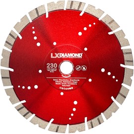 LXDIAMOND Diamond Cutting Disc 230 mm x 22.23 mm – Segment 15 mm – for Hard Stone, Artificial Stone, Brick, Granite, Granite Borde, Reinforced Concrete, Natural Stone, Concrete, Diamond Disc 230 mm –