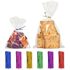 Wittolins 200-Pack Clear Cellophane Bags for Cookies, Candies, Snacks & Party Favors with Self-Tie Closure for Gift Packaging and Treats (clear, 5x7 Inches)