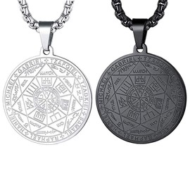 NIGHTCRUZ The Seven Archangels Necklaces - 2 PCS Seal of The 7 Archangels Pendant for Spiritual Protect