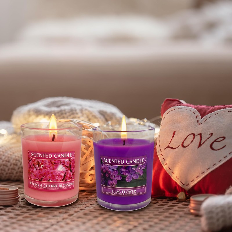 12 Pack Strong Scented Votive Candles Gift Set with 6