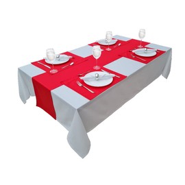 Lemos Home High-Quality Table Runner, Table Linen Made from 100% Cotton, Concept Collection, Choice of Colours and Sizes (Table Runner - 40 x 200 cm, Red)