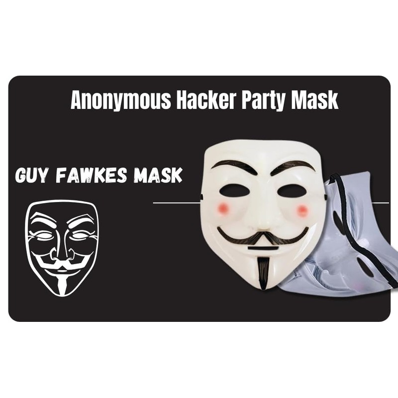 FNA FASHIONS® Guy Fawkes Mask -V for Vendetta， Anonymous Hacker