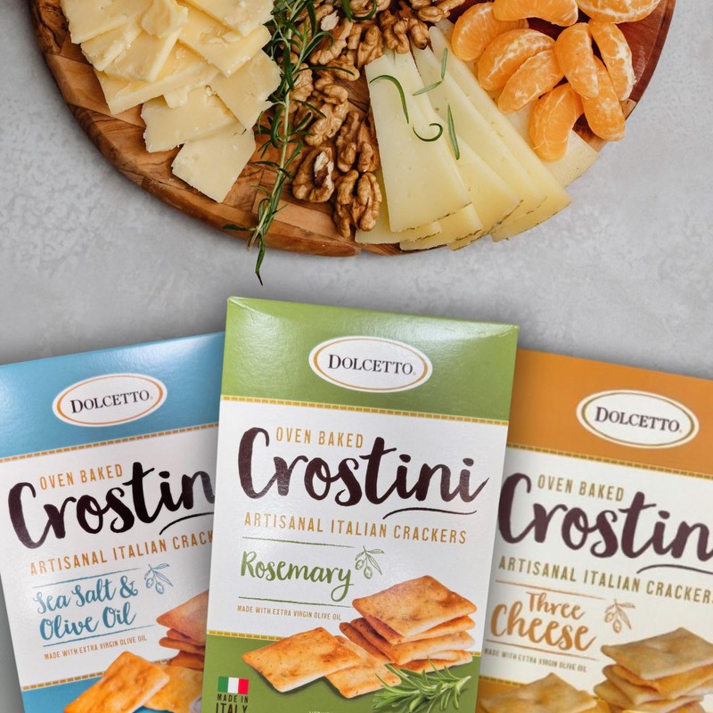 Dolcetto Oven Baked Crostini Crackers, Three Cheese Flavor, 7.05 Oz