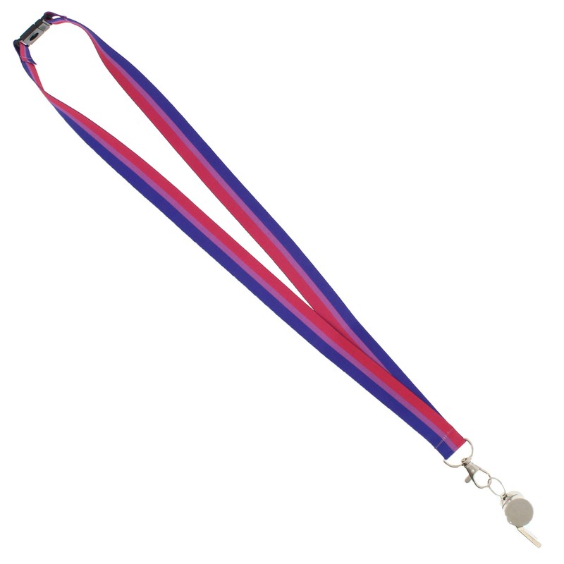 Zac's Alter Ego Shiny Metal Whistle on Bisexual Stripe Lanyard