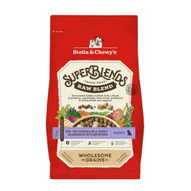 Stella & Chewy's SuperBlends Raw Blend Wholesome Grains Puppy Cage-Free Chicken & Wild Caught Salmon Recipe with Superfoods, 3.25 lb. Bag