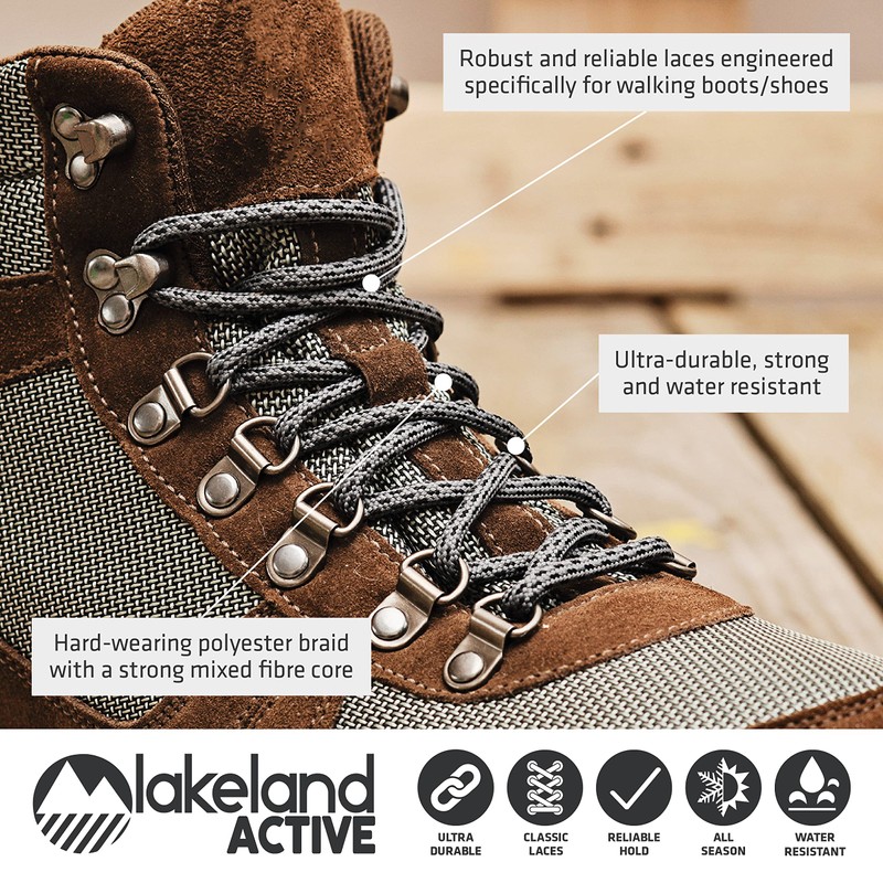 Lakeland Active Grasmoor Walking Boot Laces - Dark Grey-Black -