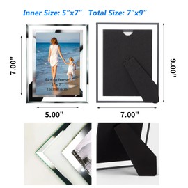 Hoikwo Bulk 5x7 Picture Frames, 12 Packs Silver Photo Frames 5 by 7, Glass Wedding Frames 5x7, Clear Mirror Wedding Photo Frames, Only for Tabletop Display Vertically or Horizontally