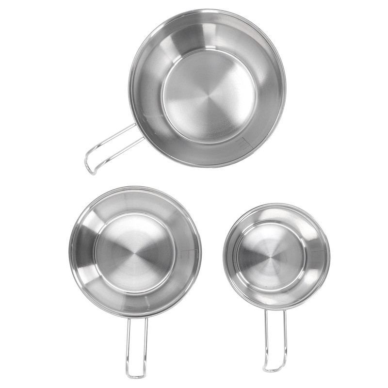 3 PCS Stainless Steel Camping Bowl Set Portable BBQ Folding