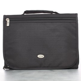 Christian Art Gifts Jesus Fish Badge Men/Women Tri-Fold Organizer Bible Cover Zipper Closure, Black Canvas, Medium