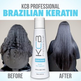 KCB Professional Brazilian Keratin, 1 Step Keratin Treatment Kit at Home. Keratina para Alisar el Pelo. Straightening and Frizz Control, All Hair Types, Formaldehyde Free, 3.38Floz