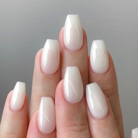 Vishine Semi-permanenter Gel-Nagellack Milchig Weiß, Semi-permanenter Natürlicher Nude French Manicure Milchig Weiß Nagelkunst Gel Weiß Soak-Off UV LED 8ml