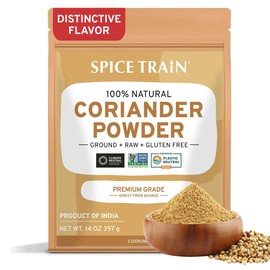 SPICE TRAIN, Coriander Powder (397g/14oz) Non-GMO, Raw Ground Coriander from India in Resealable Zip Lock Pouch | Ground Coriander Spice for Cooking | Vegan & Gluten free