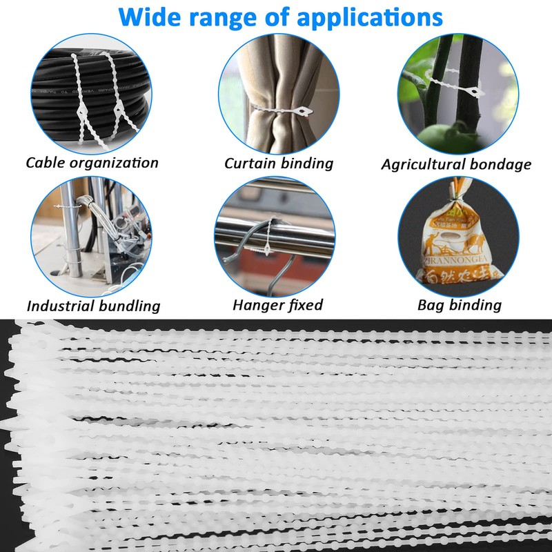 Saisn 100 Pack Beaded Cable Ties Fasteners Adjustable Zip Ties