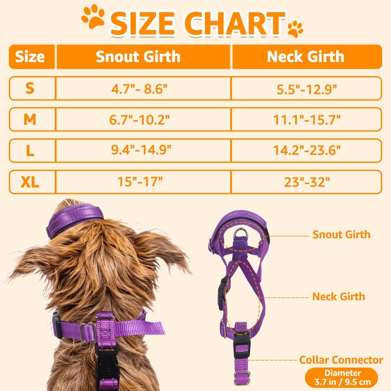 SlowTon Nylon Dog Muzzle, Adjustable Loop, Soft flannel Padding, Comfortable