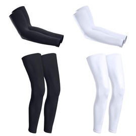 2 Pairs Leg Sleeve Arm Sleeve, Compression Full Length Leg Sleeves UV Sun Protection Cooling Arm Cover for Women Men, Arm Leg Protection Sports Cycling Golfing Cycling Running Driving Basketball