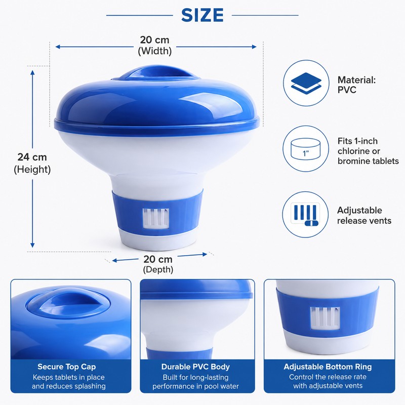 Floating Chlorine Tablet Dispenser for Pools & Spas – Adjustable