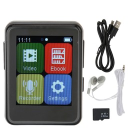 MP3 Player Bluetooth 5.0 Intelligent HD Noise Reduction FM Radio Electric Book 1.8inch Full Touchscreen MP3 Player Black 32GB Memory Card