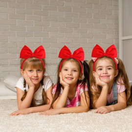 Axvxby Bow Headbands, Big Bows for Girls and Women, Red Bow Headbands Valentine's Day Christmas Headbands Party Cosplay Hair Accessories (Red)