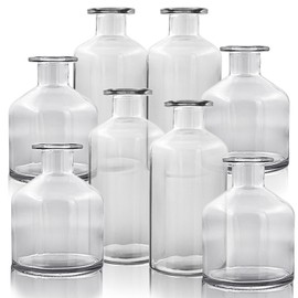 WDHODEC Clear Glass Bud Vases Set of 8, Small Vases for Flowers, Mini Glass Vase Assorted for Rustic Wedding, Floral Arrangements, Home Table Decorations