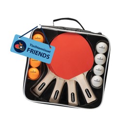 HUDORA Tischtennis Set Friends - hochwertiges Tischtennisschläger Set mit 4 Schlägern & 8 Bällen - Ping Pong Schläger Set inkl. Aufbewahrungstasche - Tischtennis Schläger für 4 Spieler