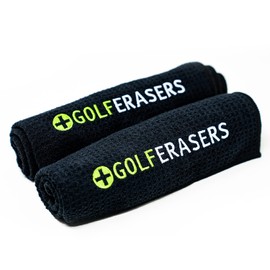 GolfERASERS Premium Microfiber Golf Towel with Clip for Golf Bag, 2 Pack, Waffle-Knit Pattern, Helps Keep Golfers’ Hands Dry While Playing, Pairs Perfectly Sponges, 24"x16"