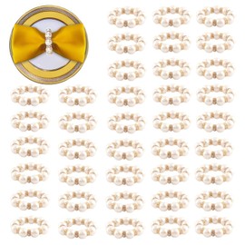 100Pcs Gold Disposable Napkin Rings Imitation Pearl Ring Napkin Holder Delicate White&Gold Beaded Serviette Buckles for Wedding Party Dinner Table Decor and Daily Use